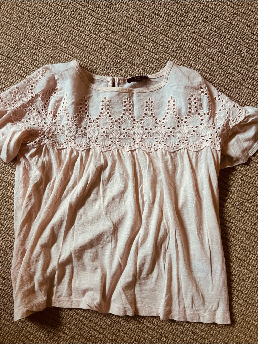 J. Crew Blush Eyelet Tee